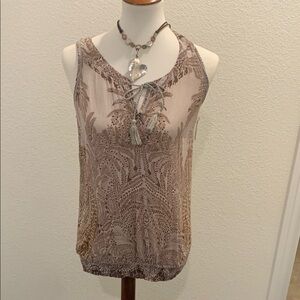 Sonoma Tan Gold Sleeveless Tie Front Tank Top
